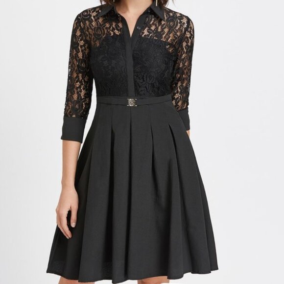 Missmay Dresses & Skirts - Missmay Black Floral Lace A Line Dress Semi-Formal Retro Dark Academia Women's M